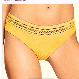 NWT Robin Piccone Perla Dandelion Yellow Texture Crochet Banded Bikini Bottoms M